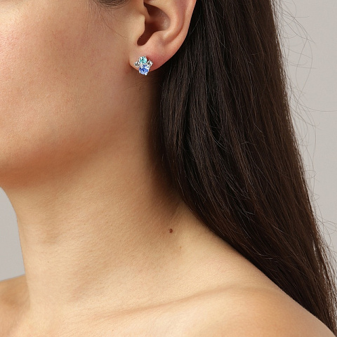 Серьги BILLIS SS LIGHT SAPPHIRE - рис 4.