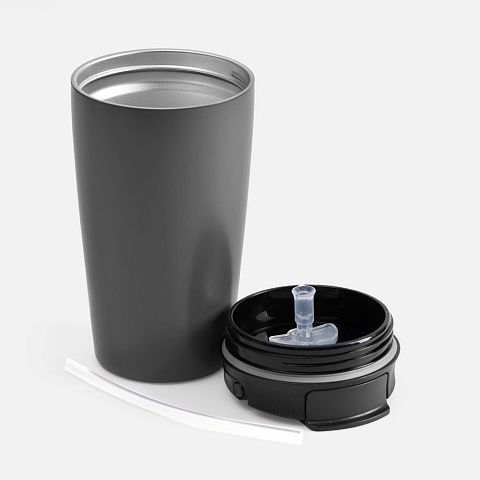 Термостакан с двумя поильниками Duetta, серый - рис 6.