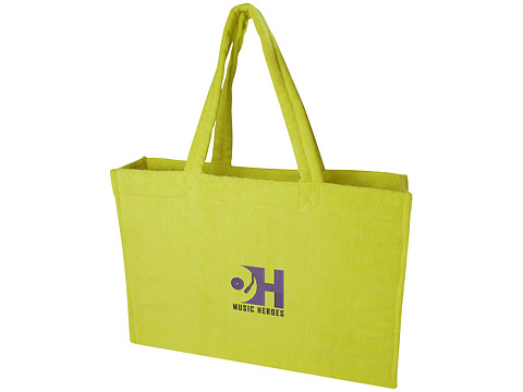 Пляжная эко-сумка Siam объемом 13 л из переработанной махровой ткани, сертифицированной GRS - Лайм - рис 4.