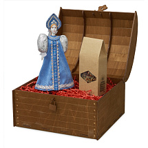 Подарочный набор: кукла фарфоровая, чай Малина с мятой, голубой