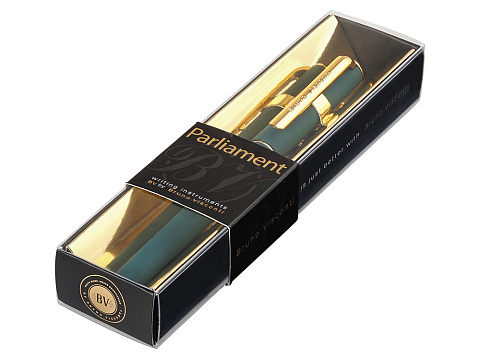 Ручка пластиковая шариковая Parliament, 0,7 мм, синие чернила, зеленый/золотистый - рис 4.