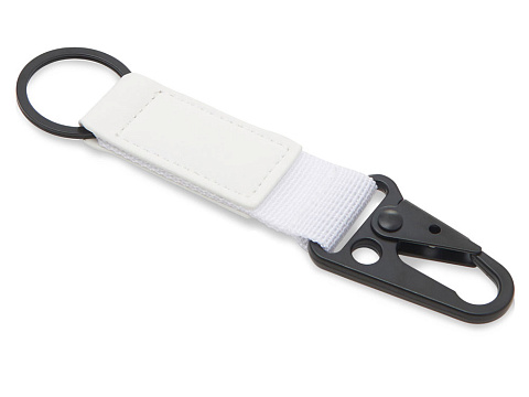 Брелок-ремувка Carabinier из ткани с вставкой из экокожи и карабином, белый