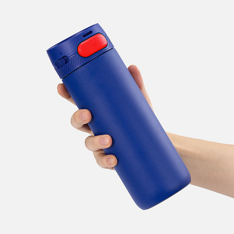 Термостакан X1 с цветной кнопкой, синий с красным - рис 5.