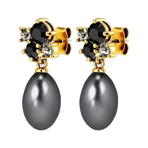 Серьги PETUN SG BLACK - GREY PEARL