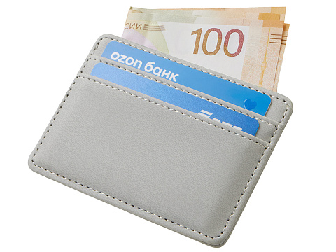 Картхолдер для двух карт и наличных денег с зажимом Crave, светло-серый - рис 5.