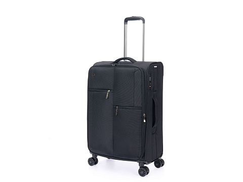 Чемодан TORBER СЕЙД, чёрный, нейлон 600D, 43,5 х 25 х 68 см, 56 л