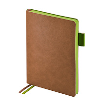 Ежедневник А5 датированный Boston 2027, коричневый с салатовым обрезом