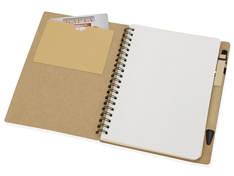 Блокнот Дейзи с ручкой, крафт/черный - рис 2.