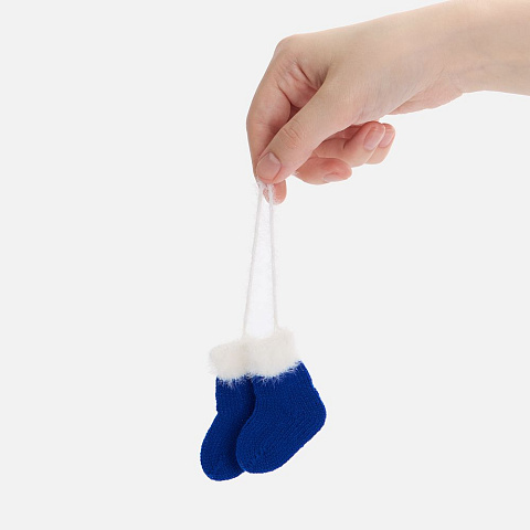 Подвеска на елку «Вьюшка», носочки, синяя - рис 3.