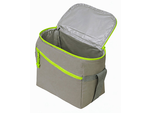 Изотермическая сумка-холодильник Neo Classic c контрастной молнией, серый/зеленое яблоко - рис 4.