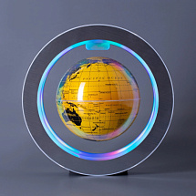 Левитирующий глобус в круглой рамке (D14см) Золотой с RGB-подсветкой