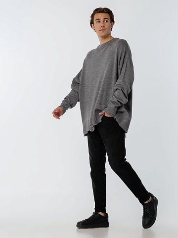 Джемпер оверсайз унисекс Grunge, серый - рис 11.