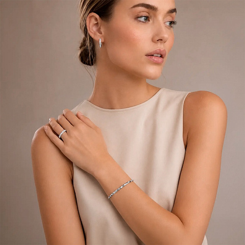 Серьги Hoop 20мм Crystal-Silver - рис 2.