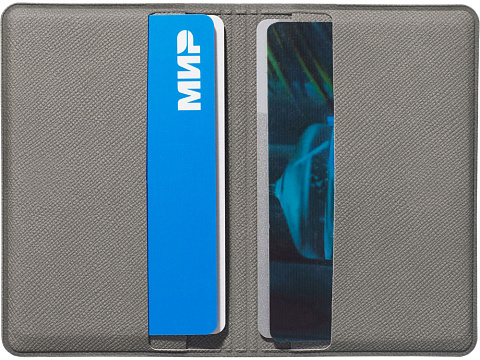 Футляр-книжка на 4-е карты с RFID Favor, серый - рис 4.