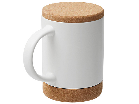 Кружка 450 мл с пробковым дном с крышкой Корк & Бон, белый - рис 2.