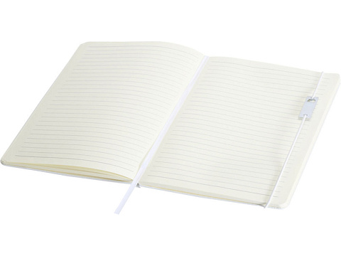 Набор Legato Elegance из блокнота формата А5 в твердой обложке и ручки-роллера, белый/черный - рис 5.