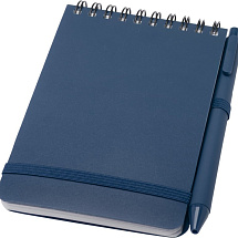 Блокнот Thalaasa формата А6 в твердой обложке из океанического пластика с шариковой ручкой - Синий
