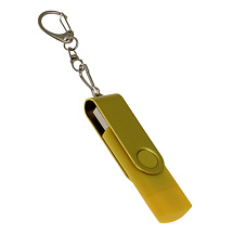 USB-флешка на 16 Гб 2 в 1 поворотный механизм, c дополнительным разъемом Type-C с одноцветным металлическим клипом, желтый