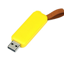 USB-флешка промо на 8 Гб прямоугольной формы, выдвижной механизм, желтый