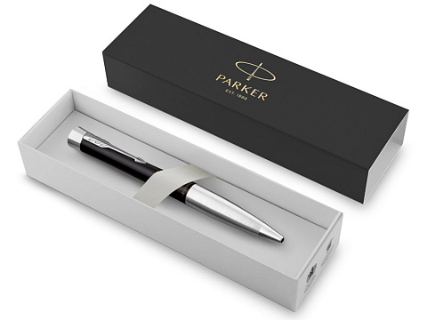 Ручка шариковая Parker модель Urban Muted Black CT в футляре, черный/серебристый - рис 4.