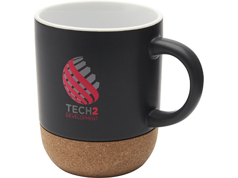 Billie керамическая кружка объемом 300 мл с пробковыми деталями и матовой отделкой, сплошной черный - рис 4.