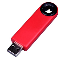 USB-флешка промо на 4 Гб прямоугольной формы, выдвижной механизм, черный