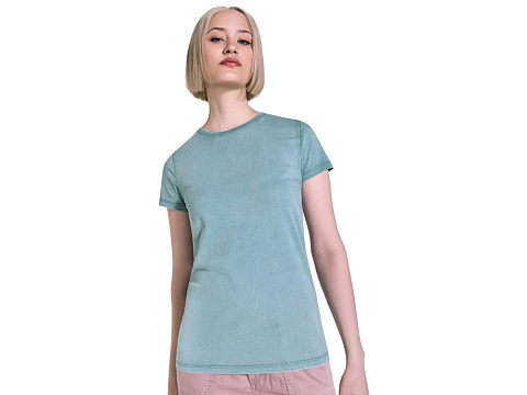 Футболка Fiyi женская, сине-зеленый выстиранный - рис 6.