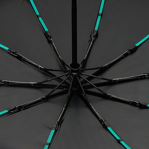 Зонт складной Skymate с УФ-защитой и ручкой-карабином, черный - рис 4.