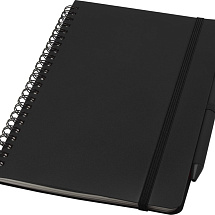 Блокнот Thalaasa формата А5 в твердой обложке из океанического пластика с шариковой ручкой - сплошной черный