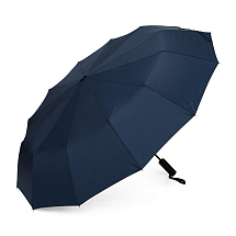 Зонт складной мужской TORBER, автомат, 3 сложения, синий, каркас сталь/файбергласс, эпонж, пластиковая ручка, диаметр 103 см