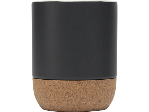 Billie керамическая кружка объемом 300 мл с пробковыми деталями и матовой отделкой, сплошной черный - рис 2.