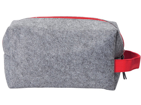 Органайзер для электроники и проводов Felt из RPET-фетра с ручкой, серый с красным - рис 5.