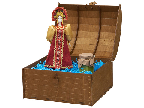 Подарочный набор: кукла фарфоровая, крем-мед, красный - рис 2.