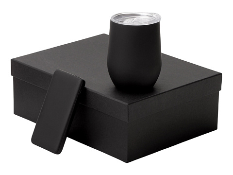 Подарочный набор с термокружкой и повербанком С2, 10000 mAh, черный