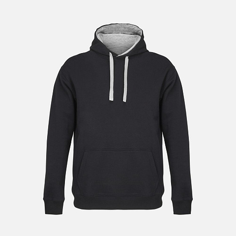 Худи унисекс Cameron, черное с серым меланжем - рис 2.