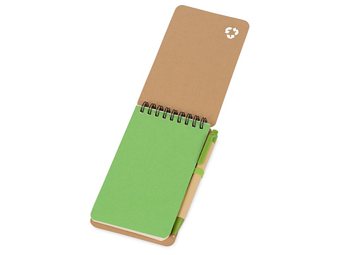 Набор канцелярский с блокнотом и ручкой Masai, 70 л. нелинованных, зеленое яблоко - рис 2.