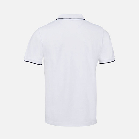 Рубашка поло унисекс Palermo, белая с темно-синим - рис 3.