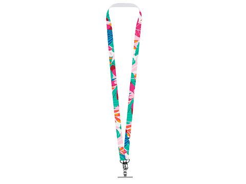 Ланъярд 2 см под сублимацию с 2-мя трендовыми карабинами и металлическим держателем для телефона, черный - рис 3.