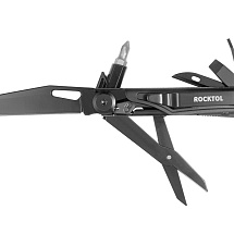 Нож-мультитул Rocktol 12 в 1, кожаный чехол, черный