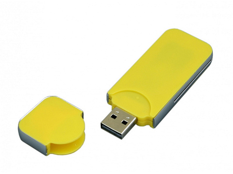 USB-флешка на 128 Гб в стиле I-phone, прямоугольнй формы, желтый - рис 2.