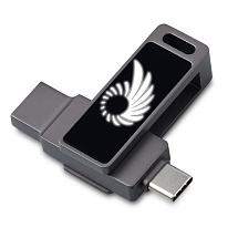 Флешка 32 ГБ USB Type-C и USB 3.0 с подсветкой лого Спинлайт