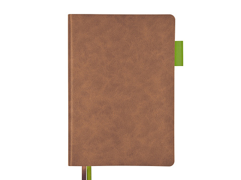 Ежедневник А5 датированный Boston 2027, коричневый с салатовым обрезом - рис 2.