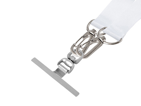 Ланъярд 2 см под сублимацию с 2-мя трендовыми карабинами и металлическим держателем для телефона, серебристый - рис 4.