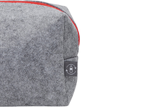 Органайзер для электроники и проводов Felt из RPET-фетра с ручкой, серый с красным - рис 8.