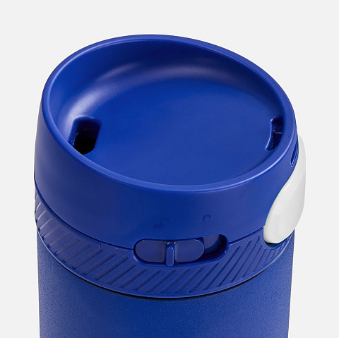 Термостакан X1 с цветной кнопкой, синий с белым - рис 4.