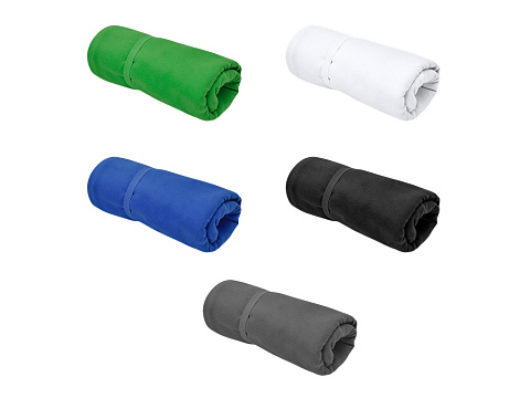 Легкое полотенце Gulpi  из микрофибры RPET с ремешком для складывания, 70*120 см, черный - рис 2.