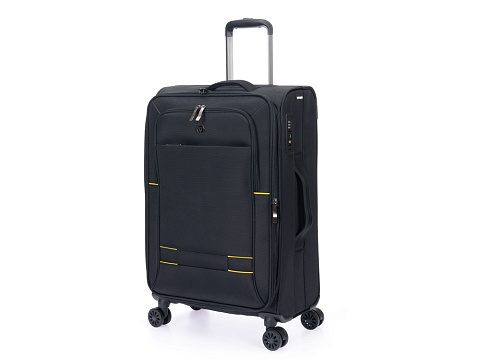 Чемодан TORBER БРОСНО, чёрный, нейлон 600D, 43,5 х 26 х 68 см, 56 л