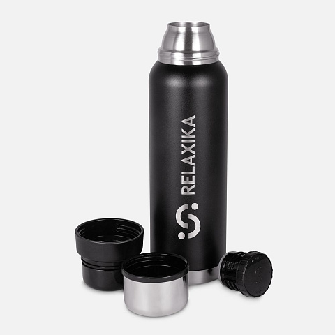 Термос Relaxika 1000 со стикерпаком, черный - рис 4.
