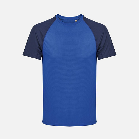 Футболка спортивная унисекс Vortex, темно-синяя с ярко-синим