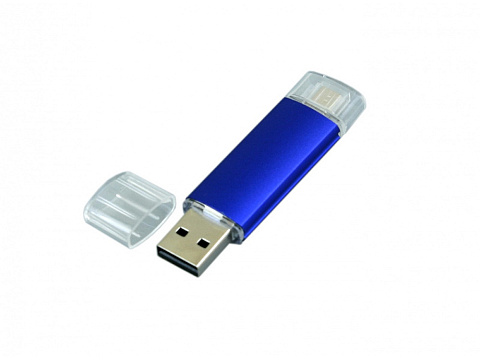 USB-флешка на 16 Гб.c дополнительным разъемом Micro USB, синий - рис 3.